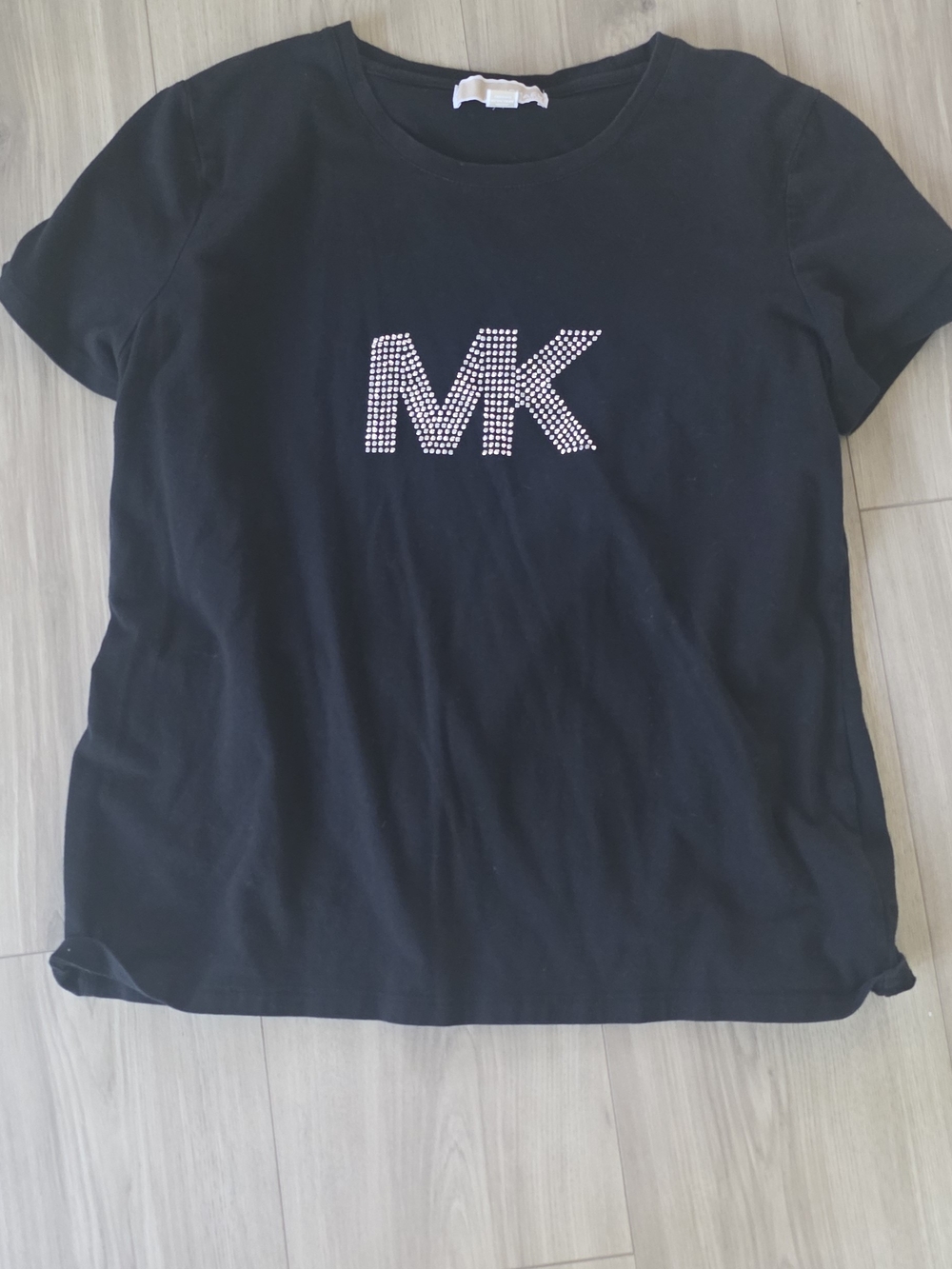 Michael Kors Black Short Sleeve Tee with Rhinestone MK
